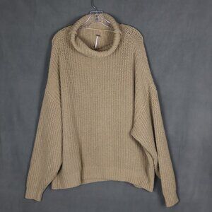 Free People Sweater Medium Beige Oversized Chunky Knit Swim Too Deep Lagenlook